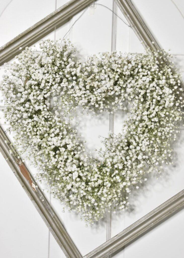 heart shaped baby's breath wreath