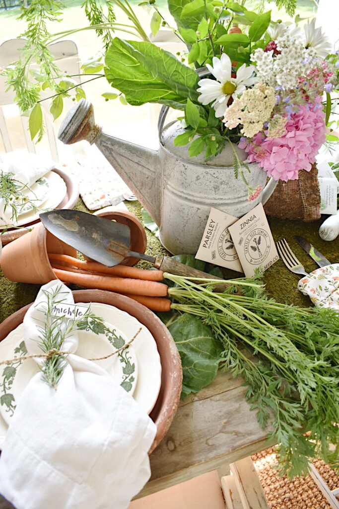 garden tablescape centerpiece