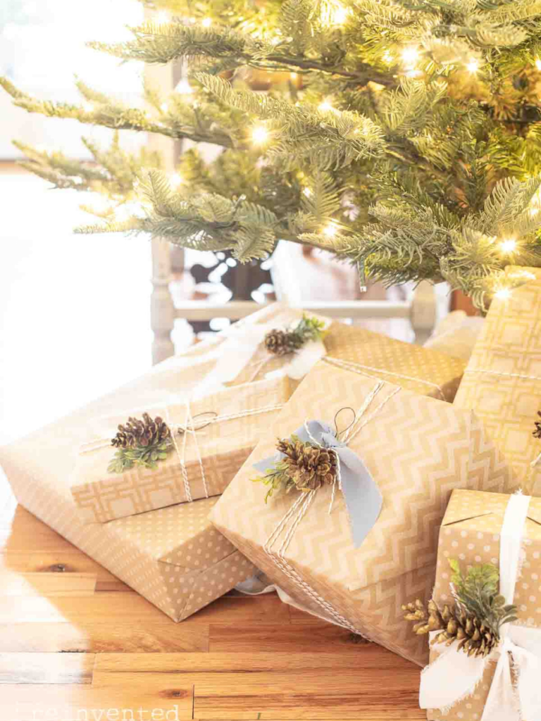 holiday gift packages under the tree