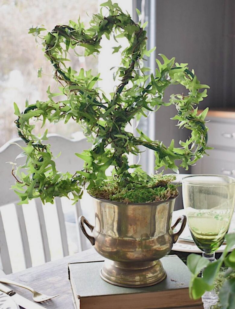 shamrock topiary in brass planter